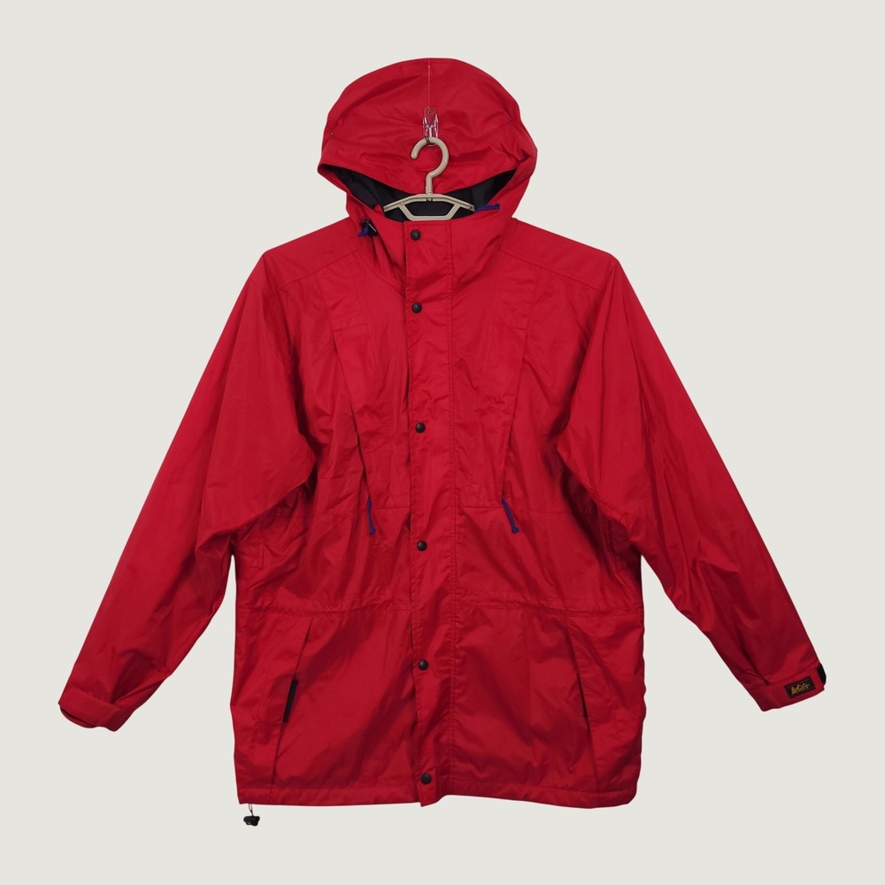 Vintage REI Gore-Tex Rain Jacket Mens Large Red Ripstop Hooded Parka Outdoor